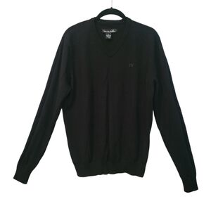 Travis Matthew Merino Wool V-neck Long Sleeves Black Sweater Men's L Casual Fall